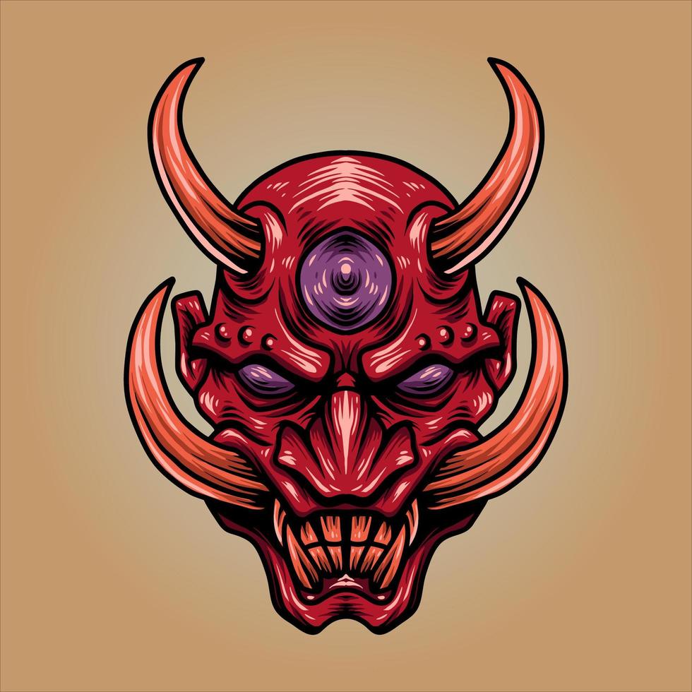 Red demon mask  vector