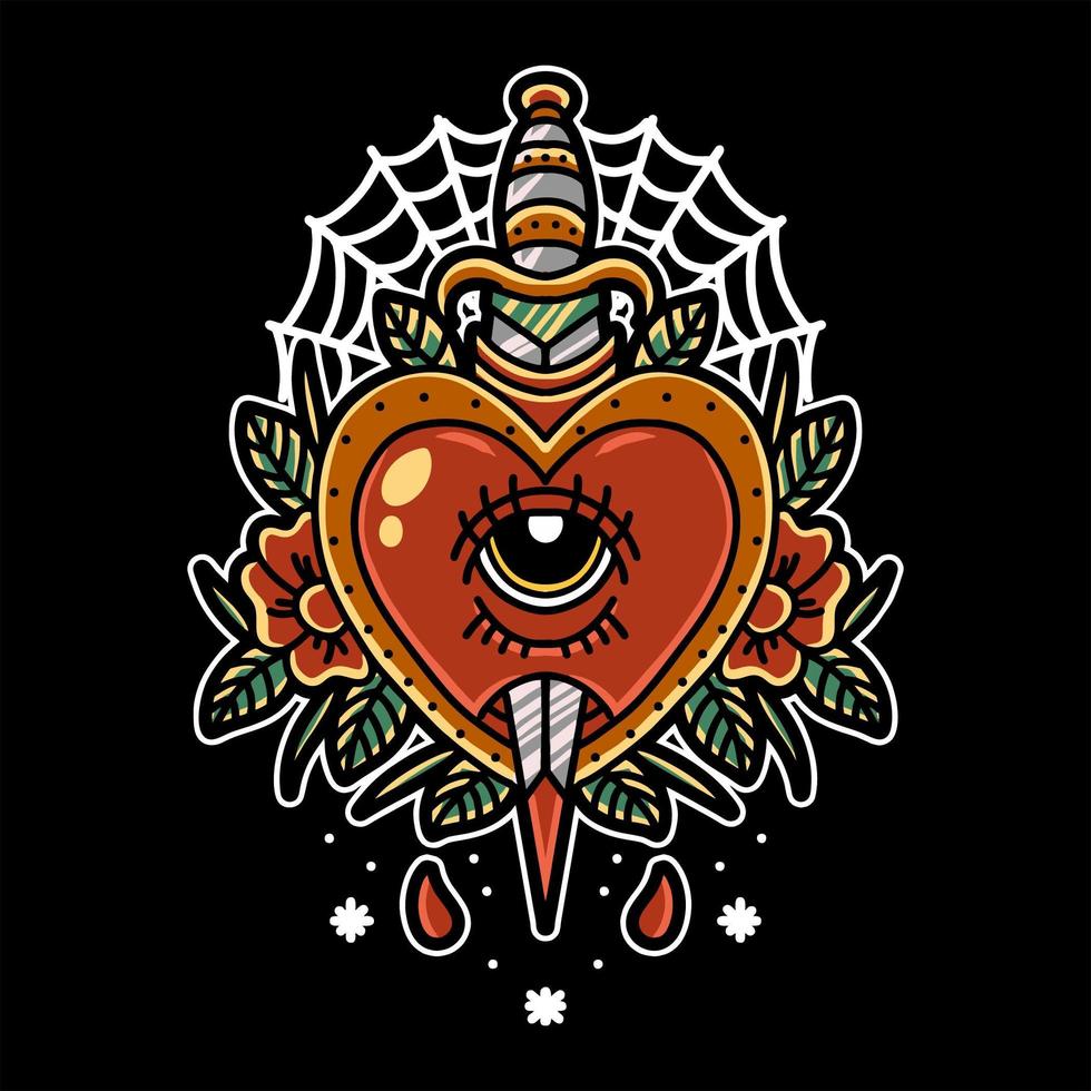 Heart and dagger tattoo design 1227566 Vector Art at Vecteezy