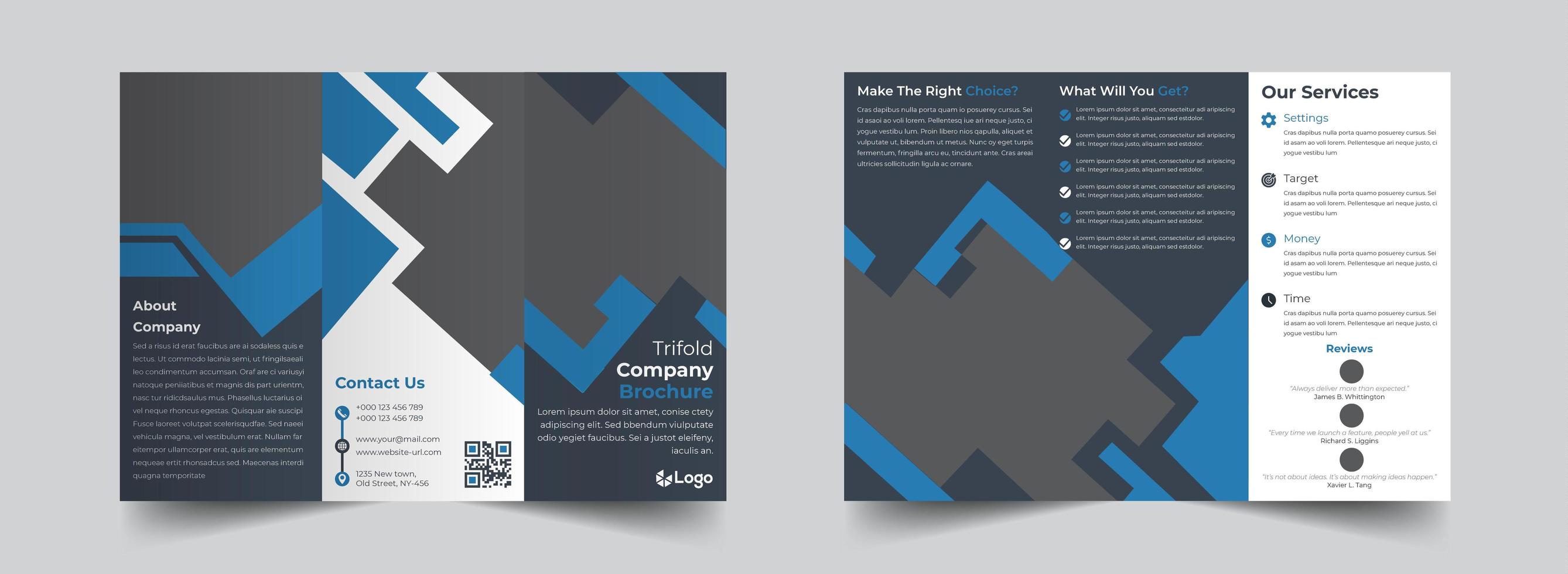 Corporate trifold brochure design template vector