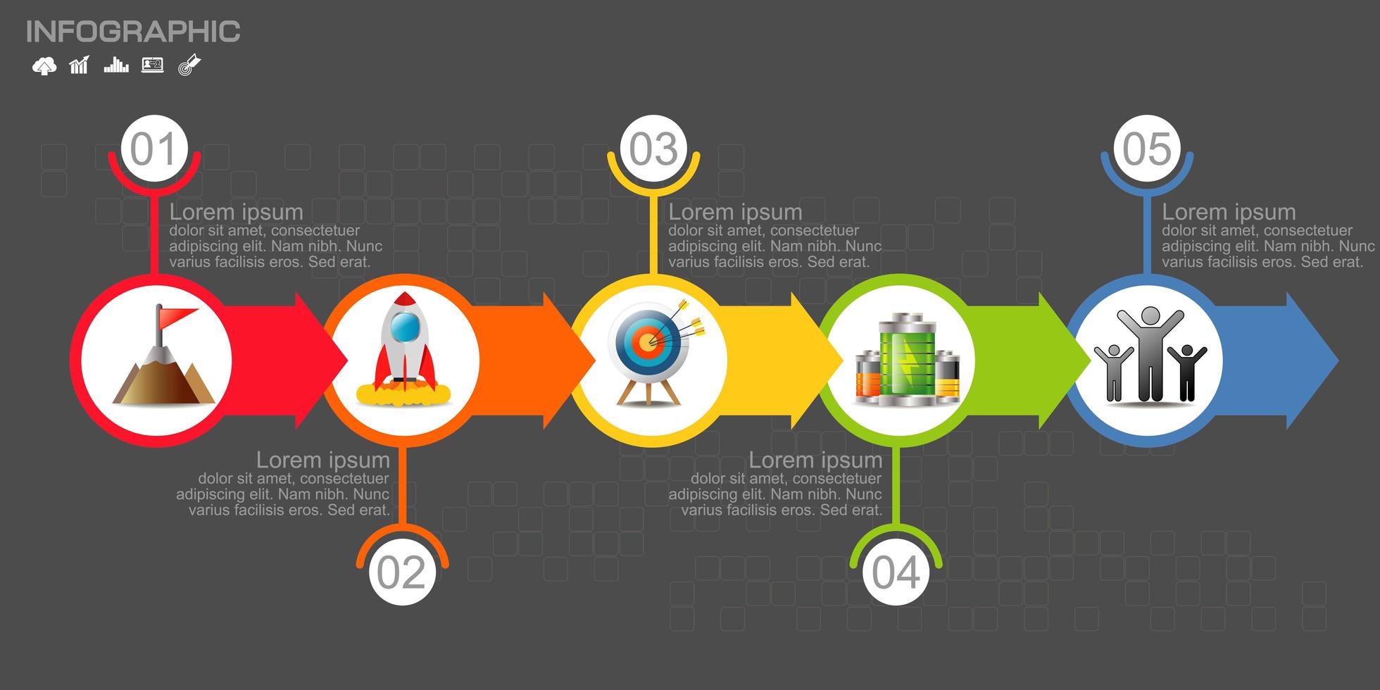 Colorful circular arrow timeline infographic vector