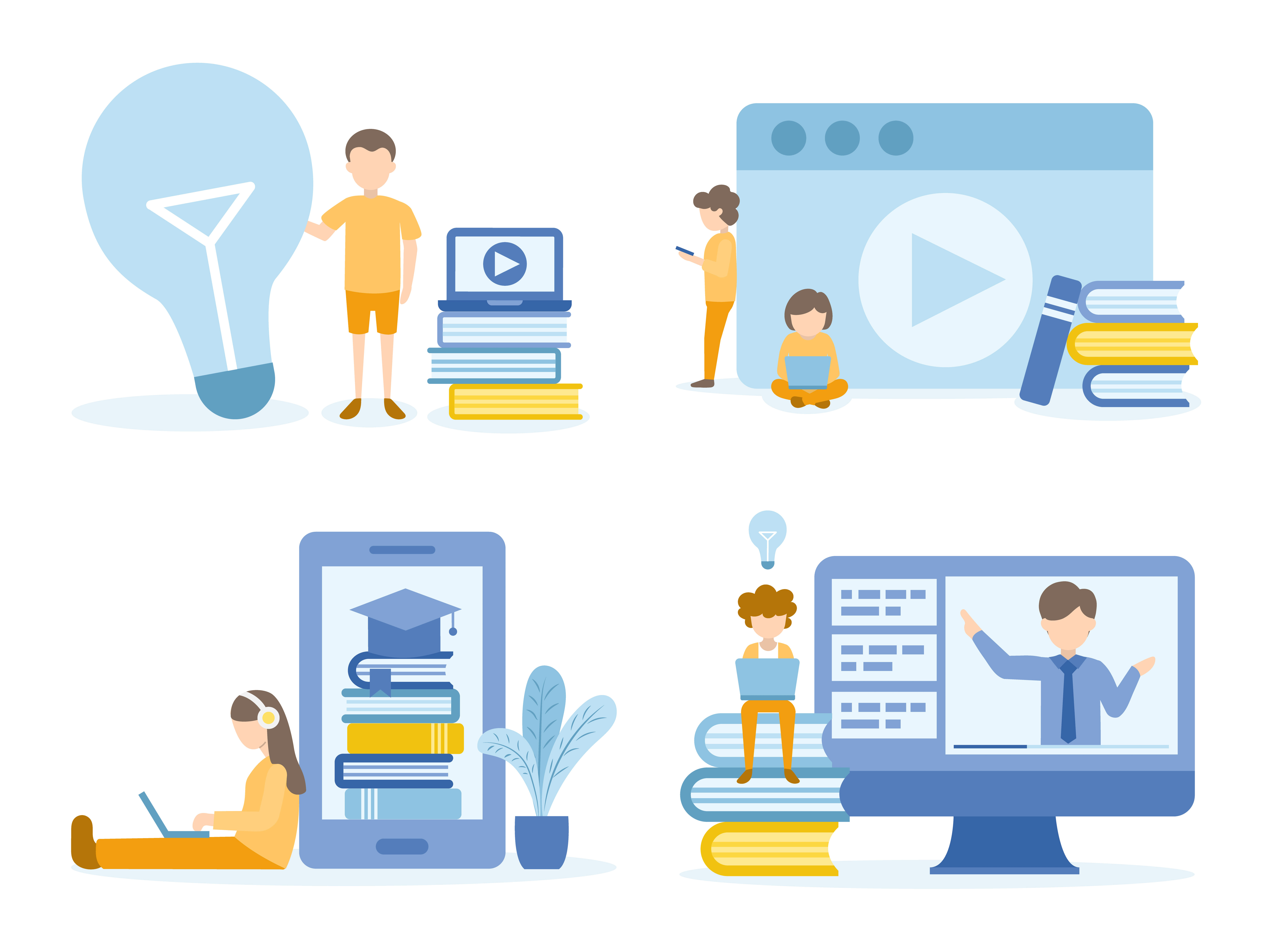 Students Learning with Online Courses 1228032 Vector Art at Vecteezy