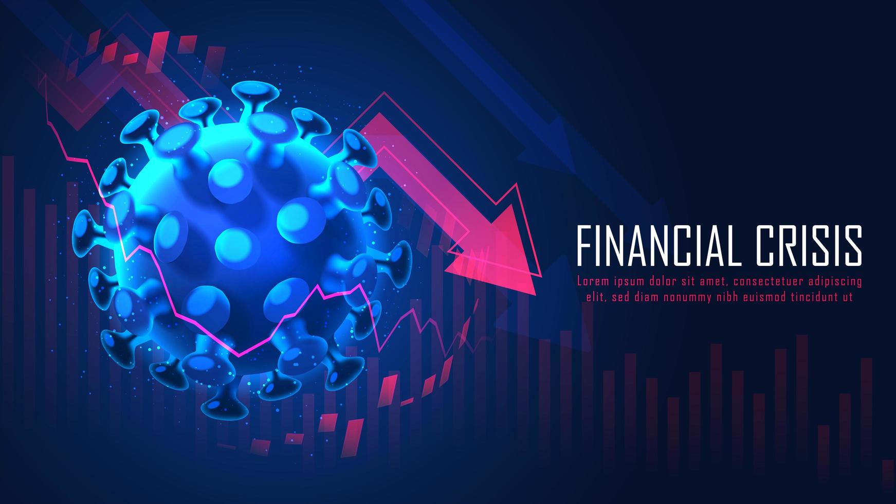 Global financial crisis from virus pandemic concept  vector