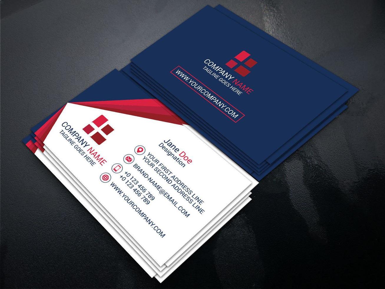 Blue, White and Red Business Card Template vector