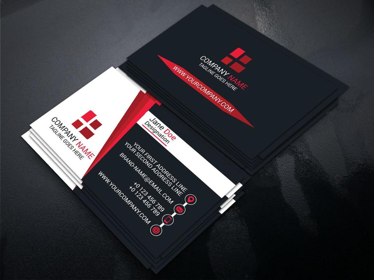 Official Black, White and Red Business Card vector