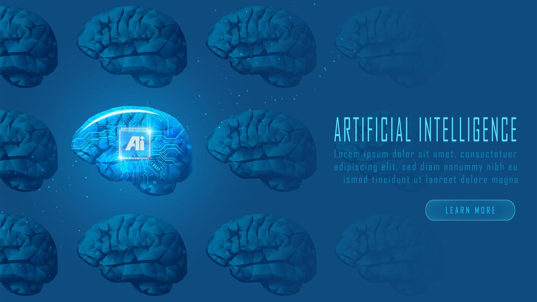 concepto de cerebro futurista robot ai vector