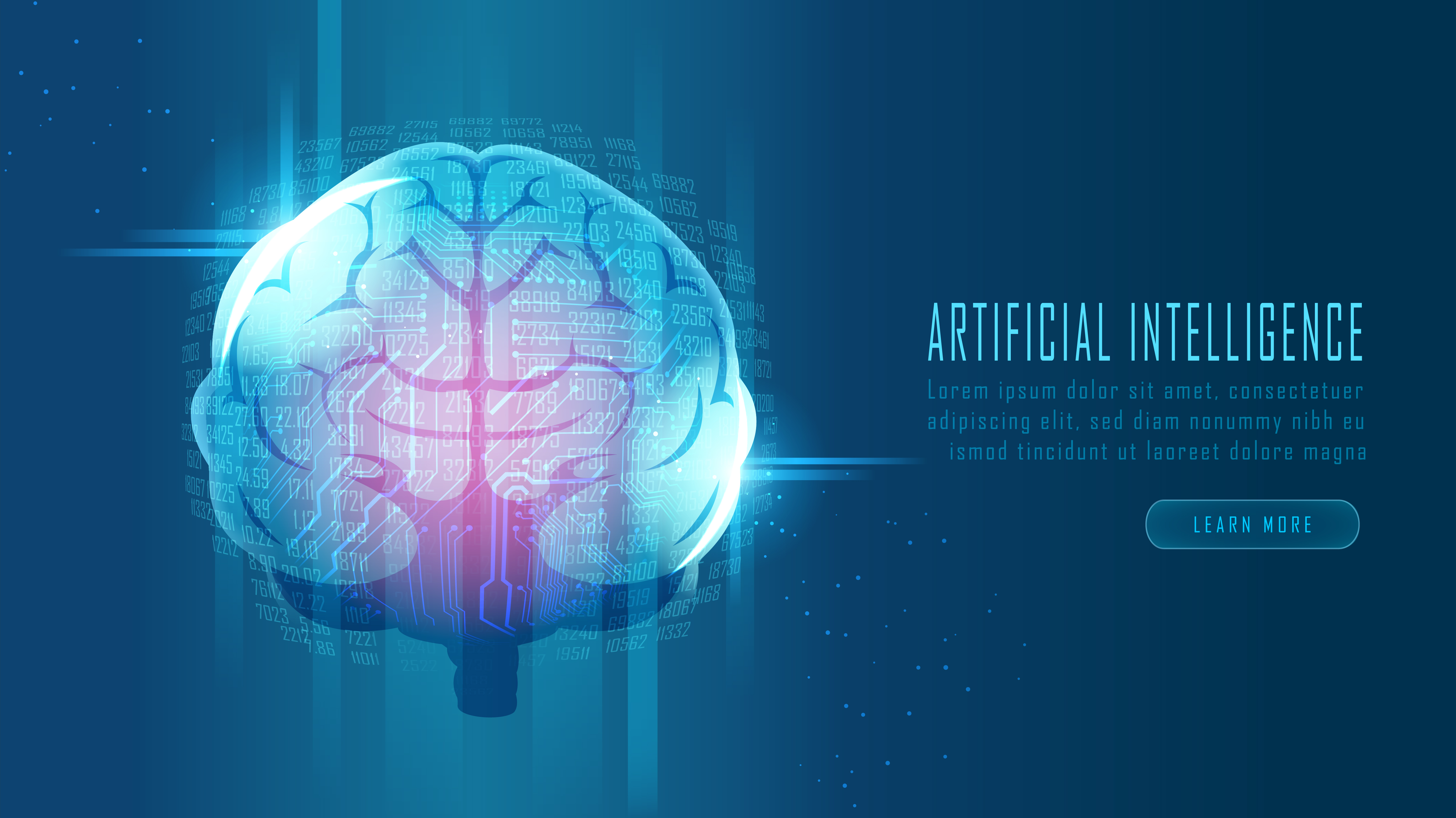 Futuristic AI brain data analytics circuit concept 1228078 Vector Art