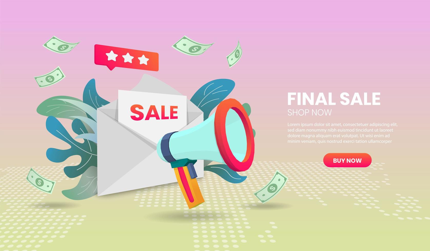 Final sale concept with megaphone and envelope vector