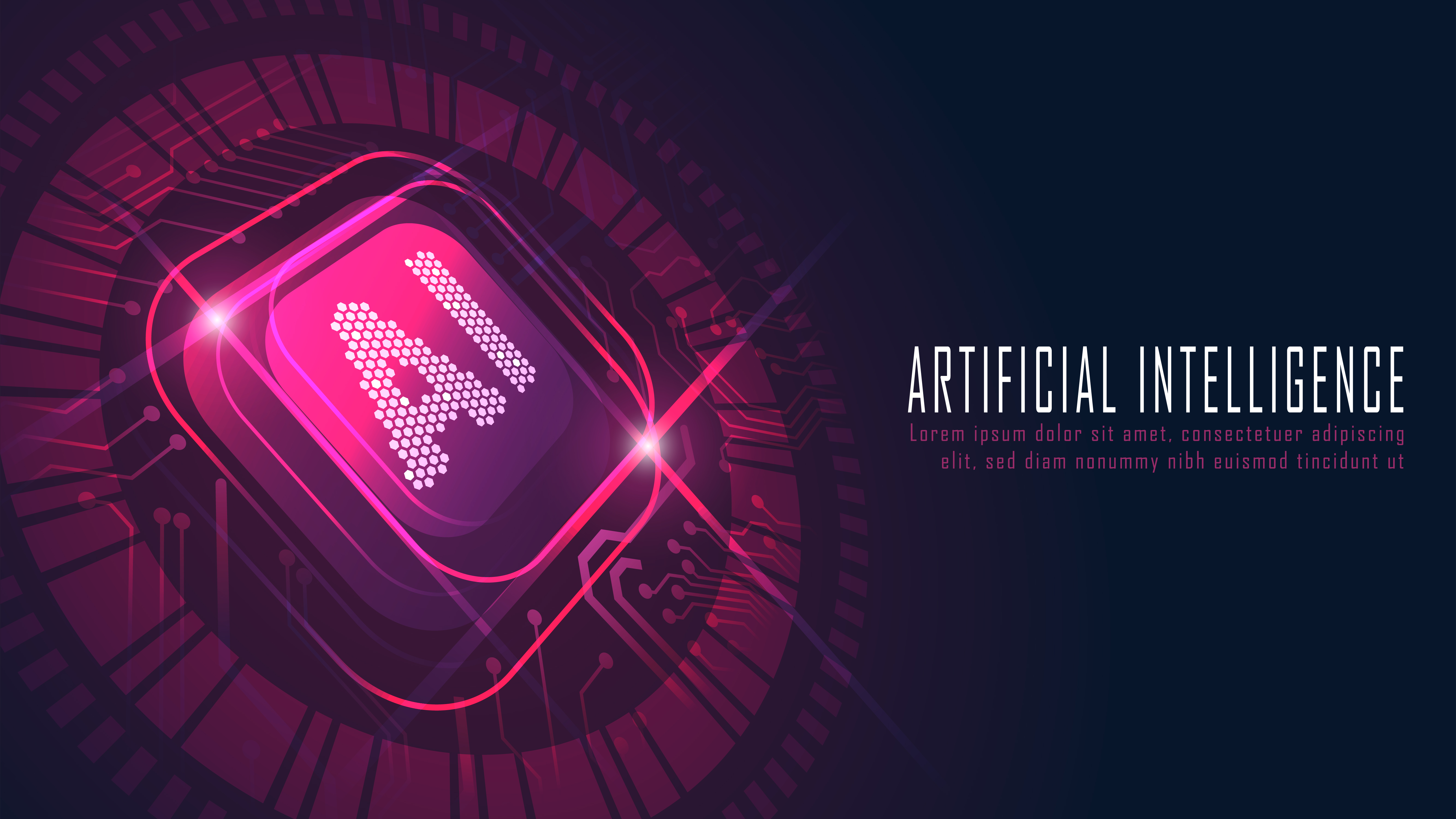 Glowing pink AI chipset on circuit board 1228089 Vector Art at Vecteezy