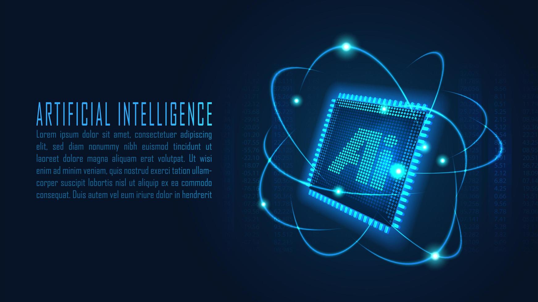 AI chipset with data analytic process in futuristic concept vector