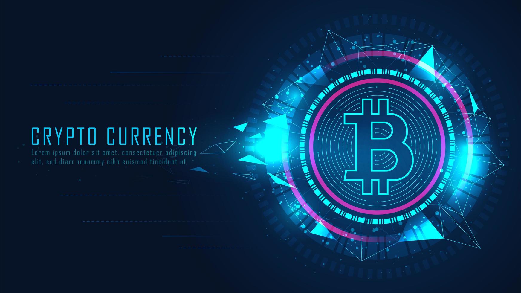 Bitcoin cryptocurrency in futuristic graphic vector