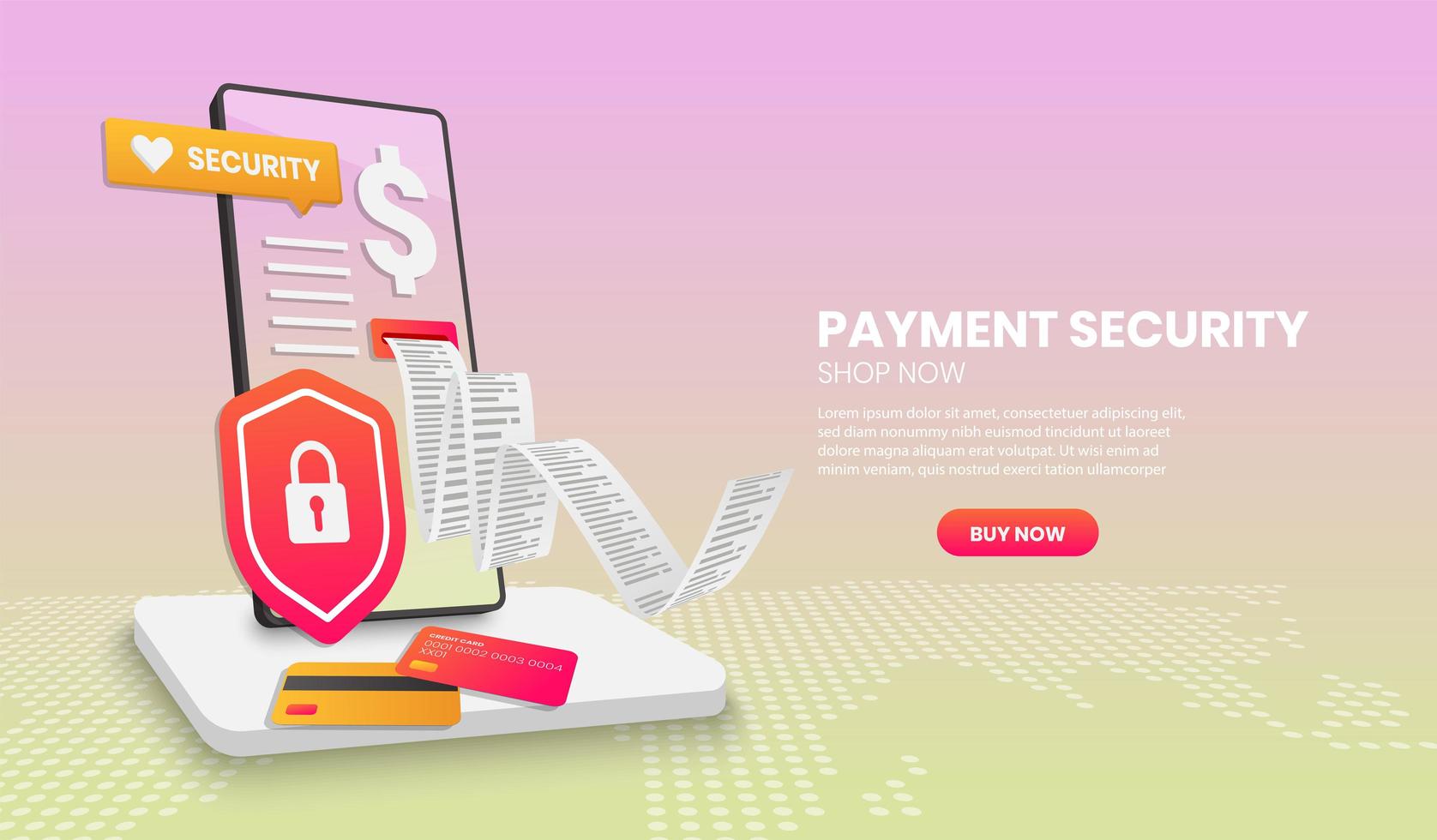 Payment security concept with phone shield vector