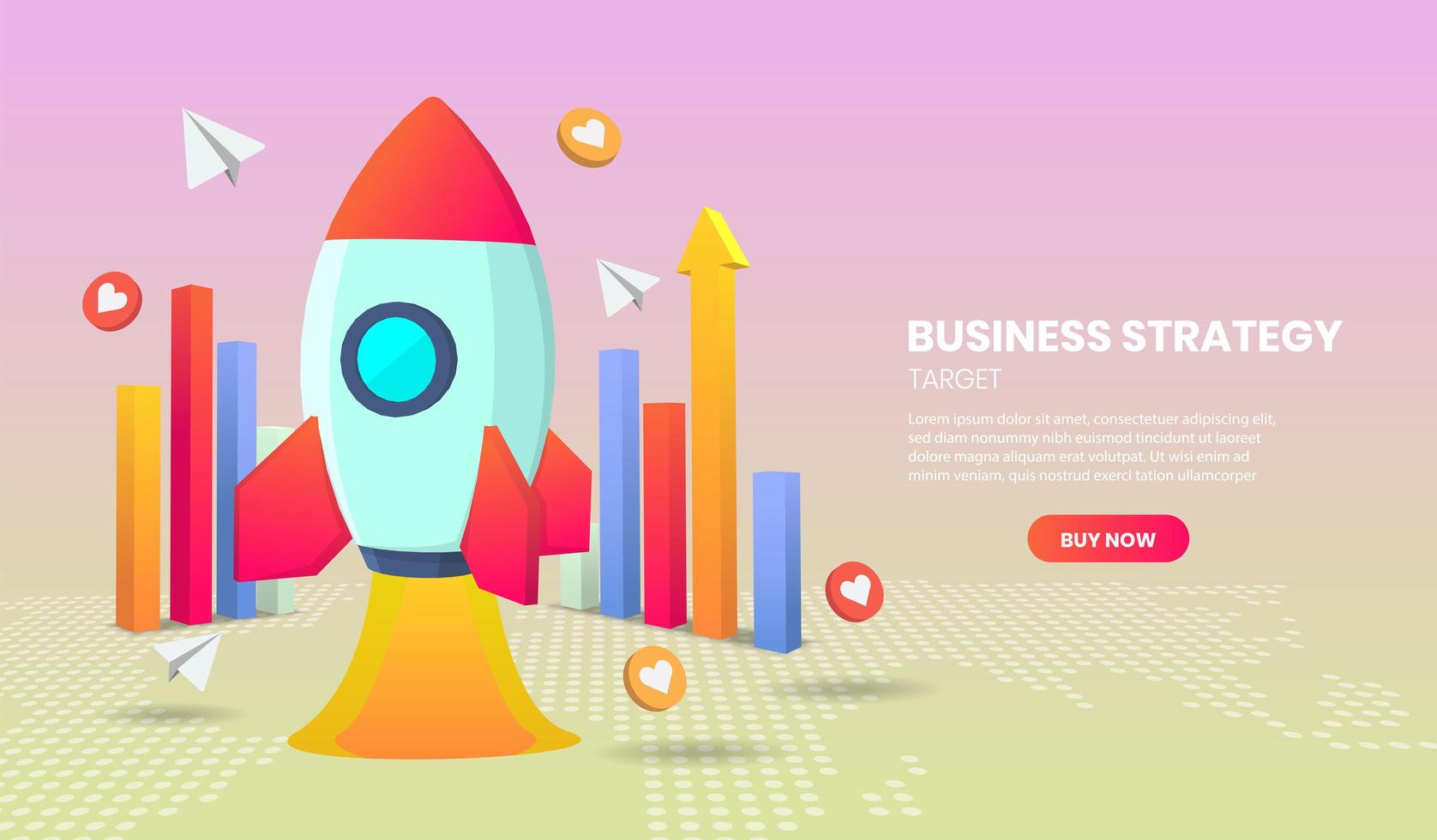 Business strategy concept with rocket and graph vector