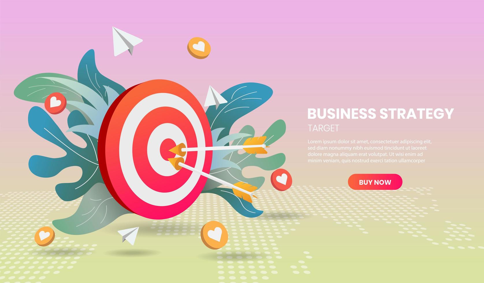 Business strategy concept with arrow and colorful elements vector