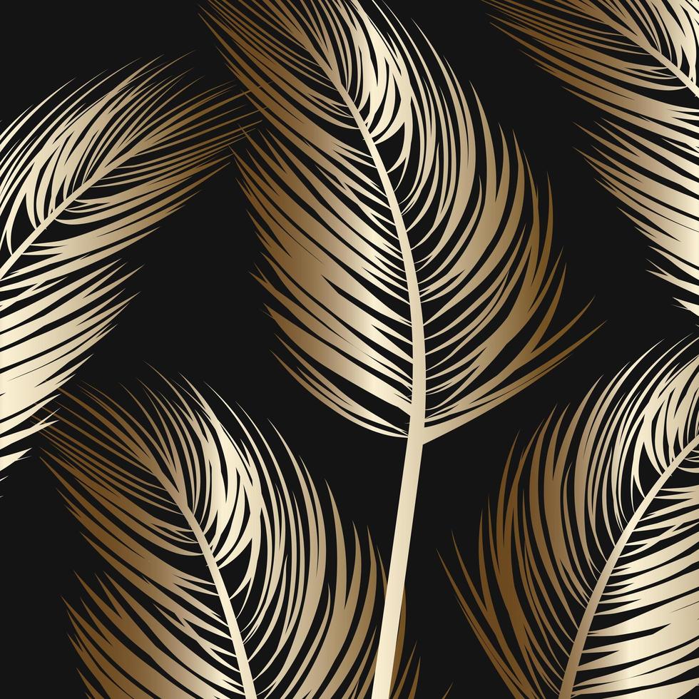 Golden palm tree leaves vector
