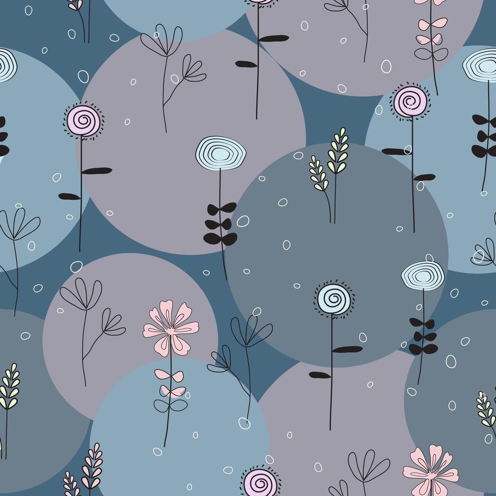 Resumen azul gris y rosa transparente floral y patrón de círculo vector