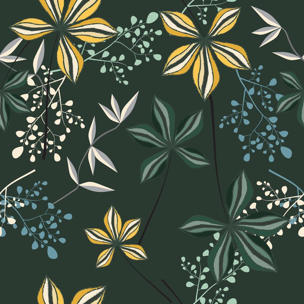 Exotic yellow and white spring floral pattern vector