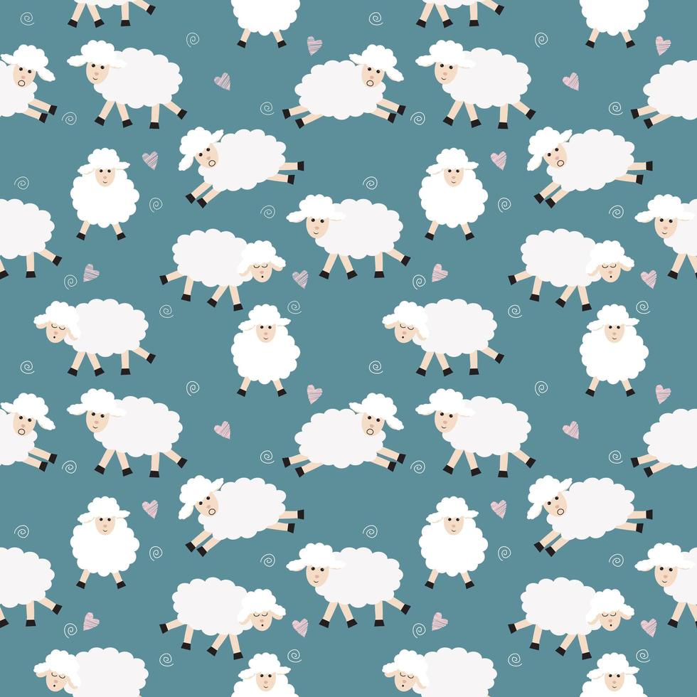 Funny sheep cartoon seamless pattern vector