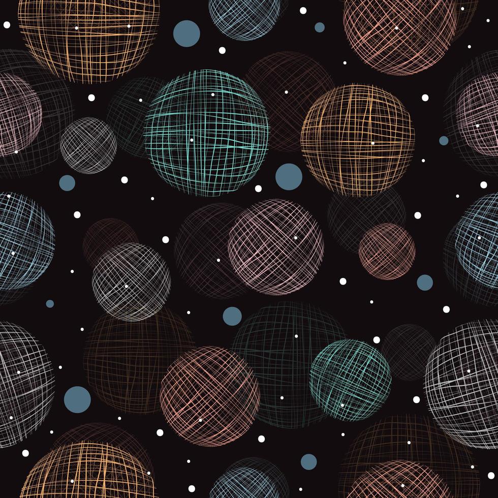 Abstract sketched floating spheres pattern vector