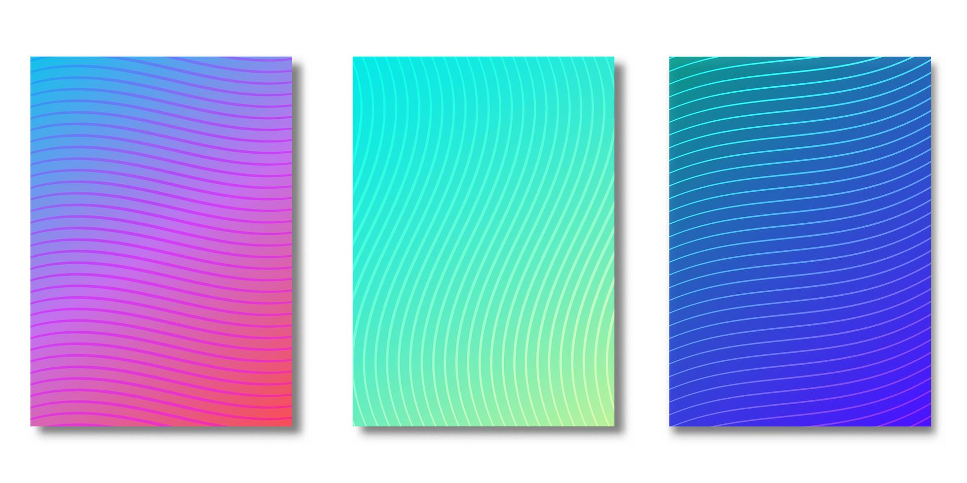 Gradient cover set with wave line patterns vector