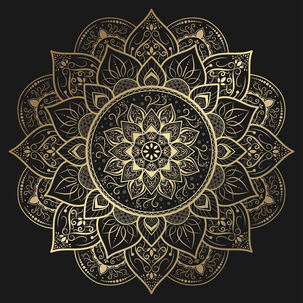 Intricate decorative flower mandala in gold vector