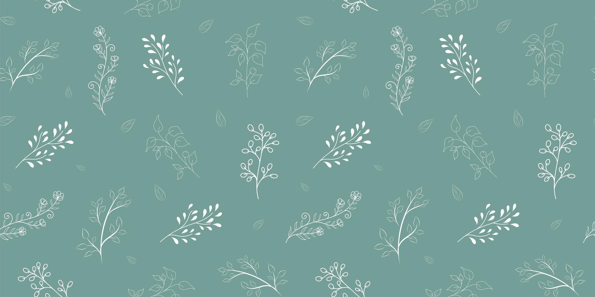 White floral seamless pattern on green vector
