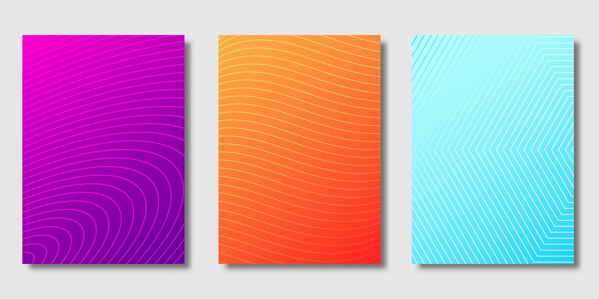 Set of gradient covers with line patterns vector