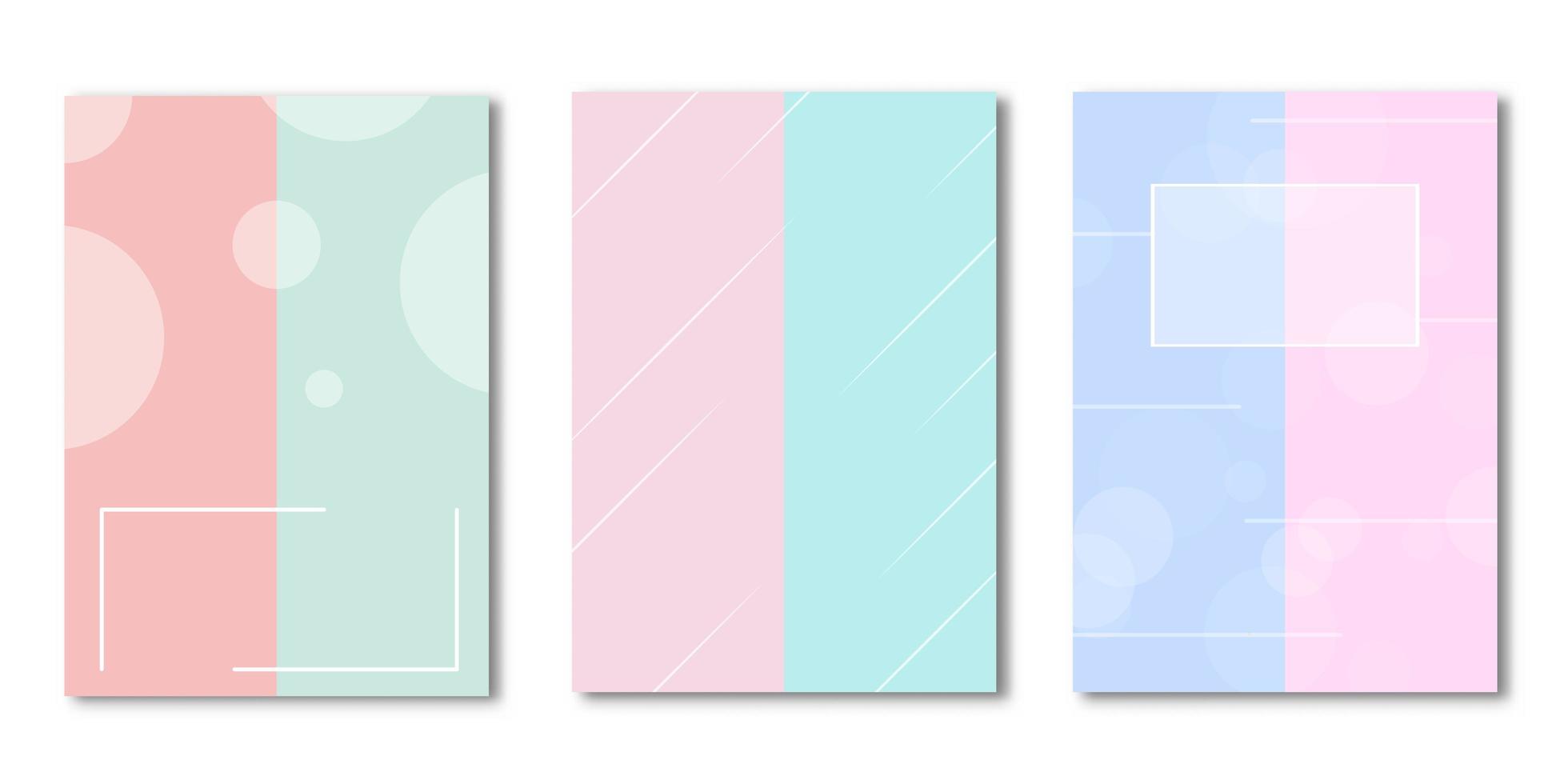 White geometric shapes on dual color cover set vector