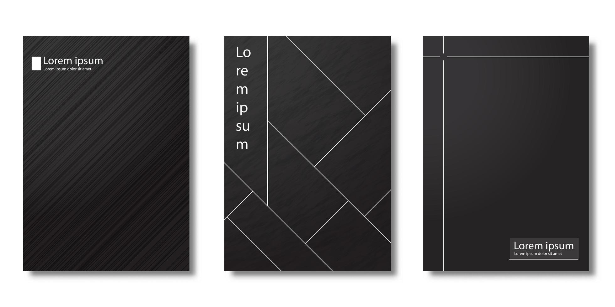 Minimal black and white cover set vector