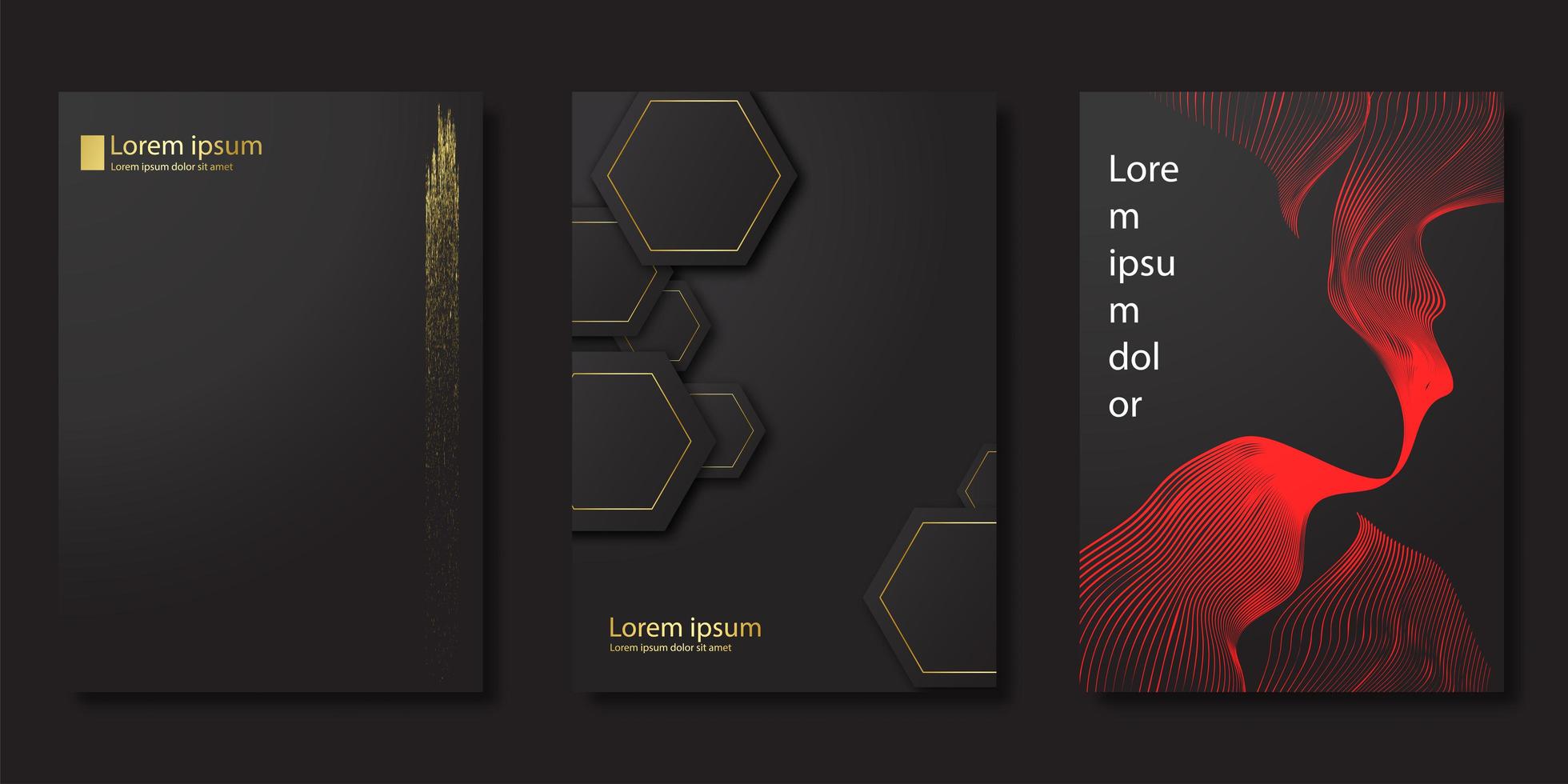 Black luxury modern style cover set vector