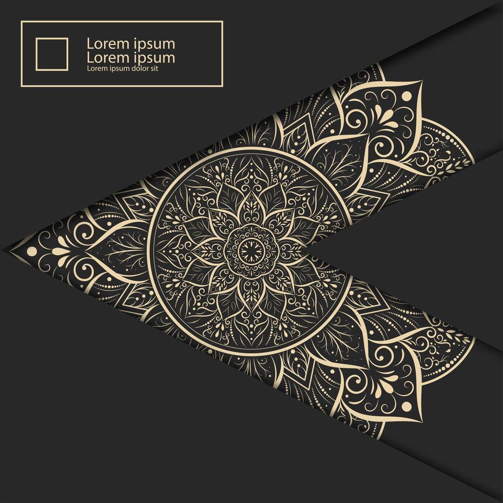 Luxury card with cutouts showing golden mandala vector