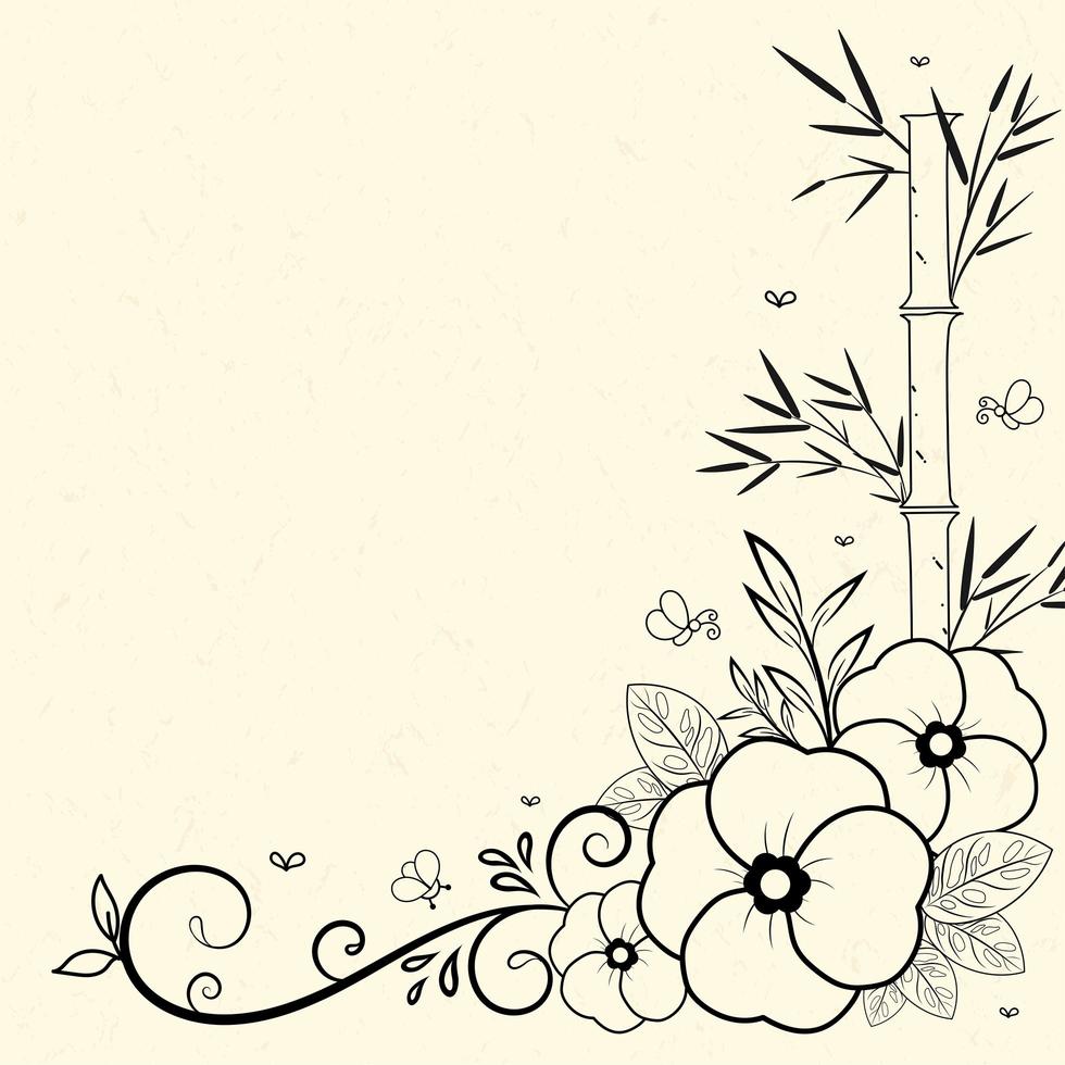 Flower frame border on vintage texture vector