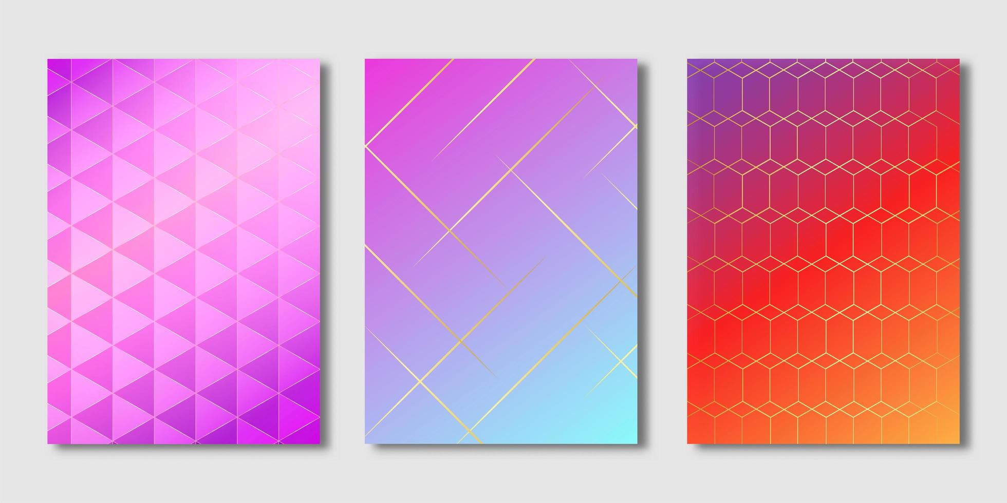 Gold line and geometric shape gradient covers vector