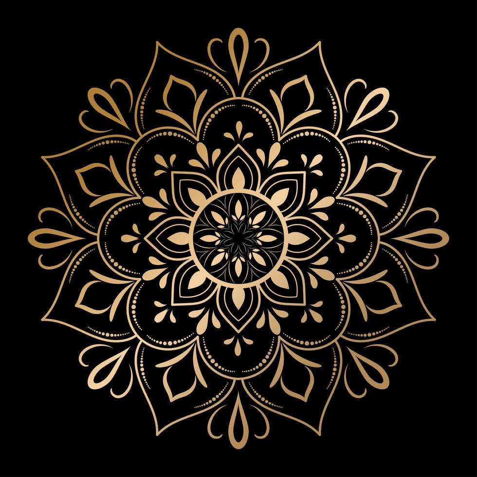 contorno dorado mandala floral, vector