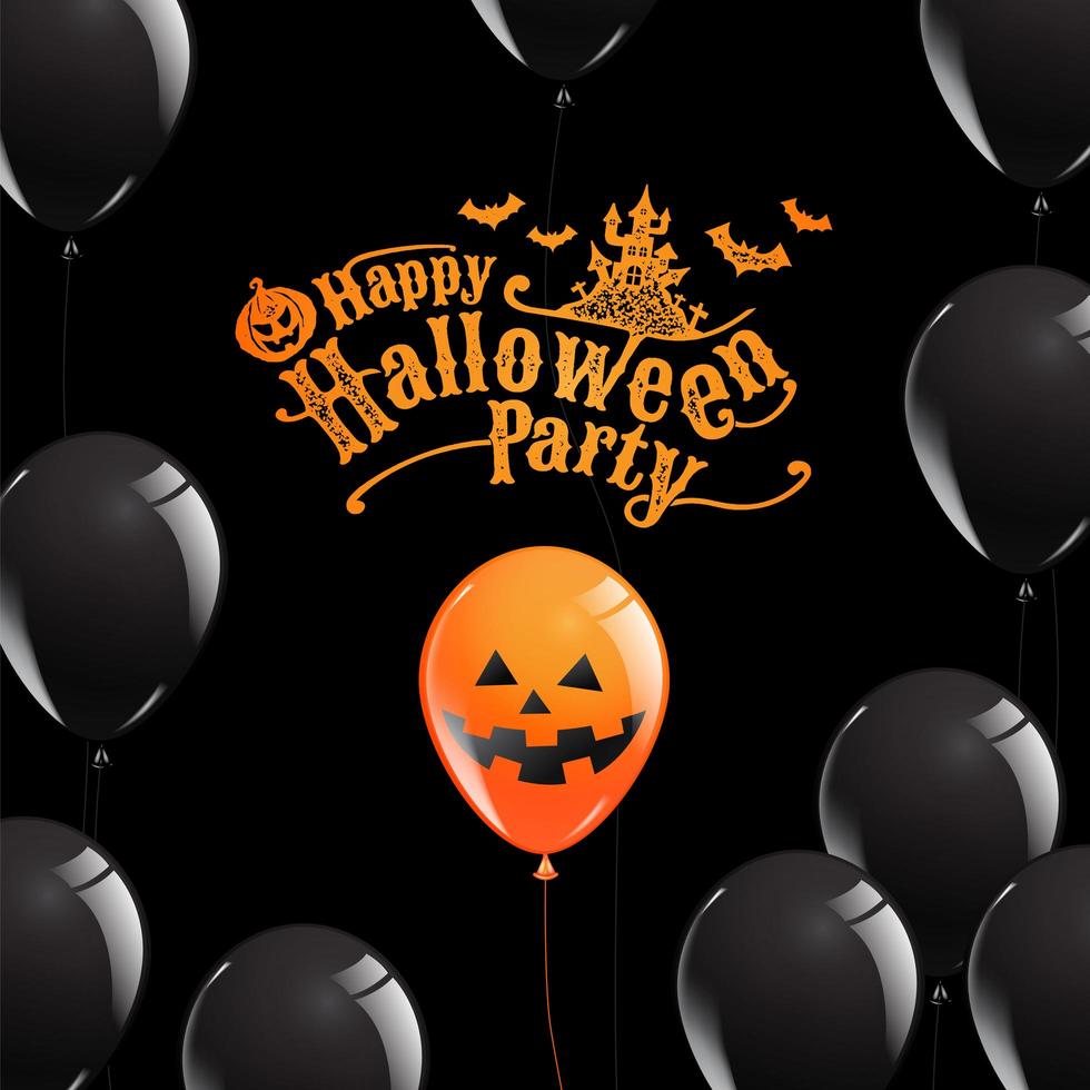 Happy Halloween Party poster with glossy balloons vector