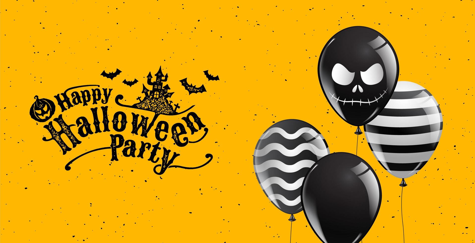 Halloween party grunge banner with glossy balloons vector