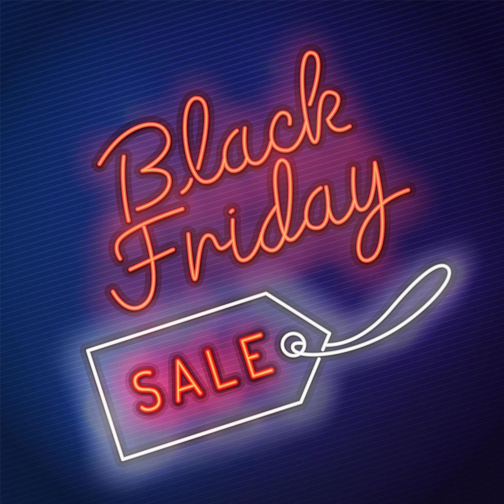 Neon Black Friday sale tage sign vector