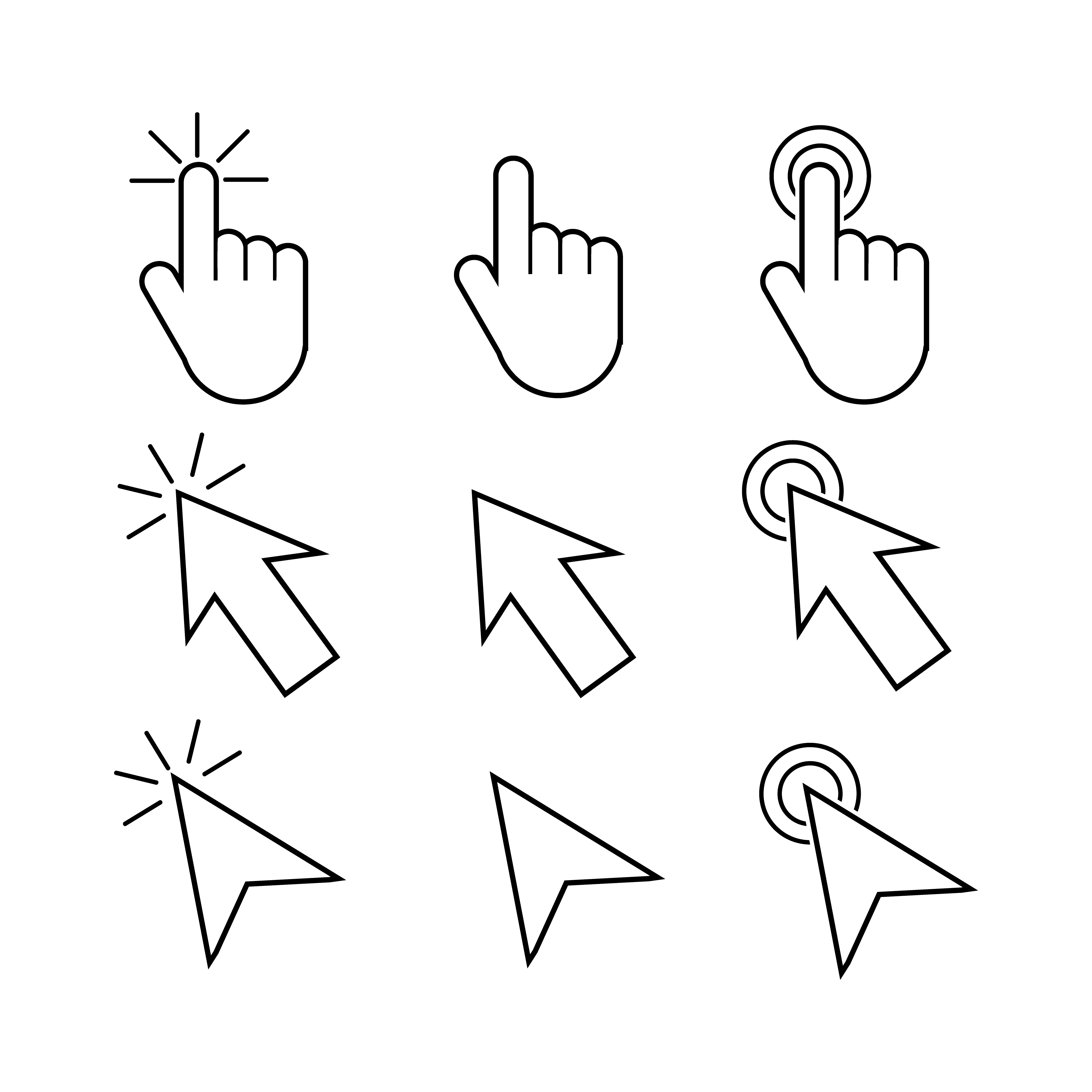 Set of click cursor icons 1228478 - Download Free Vectors, Clipart