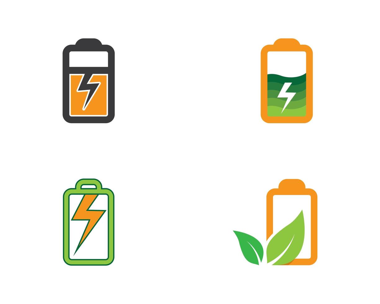 Battery charger icon set vector