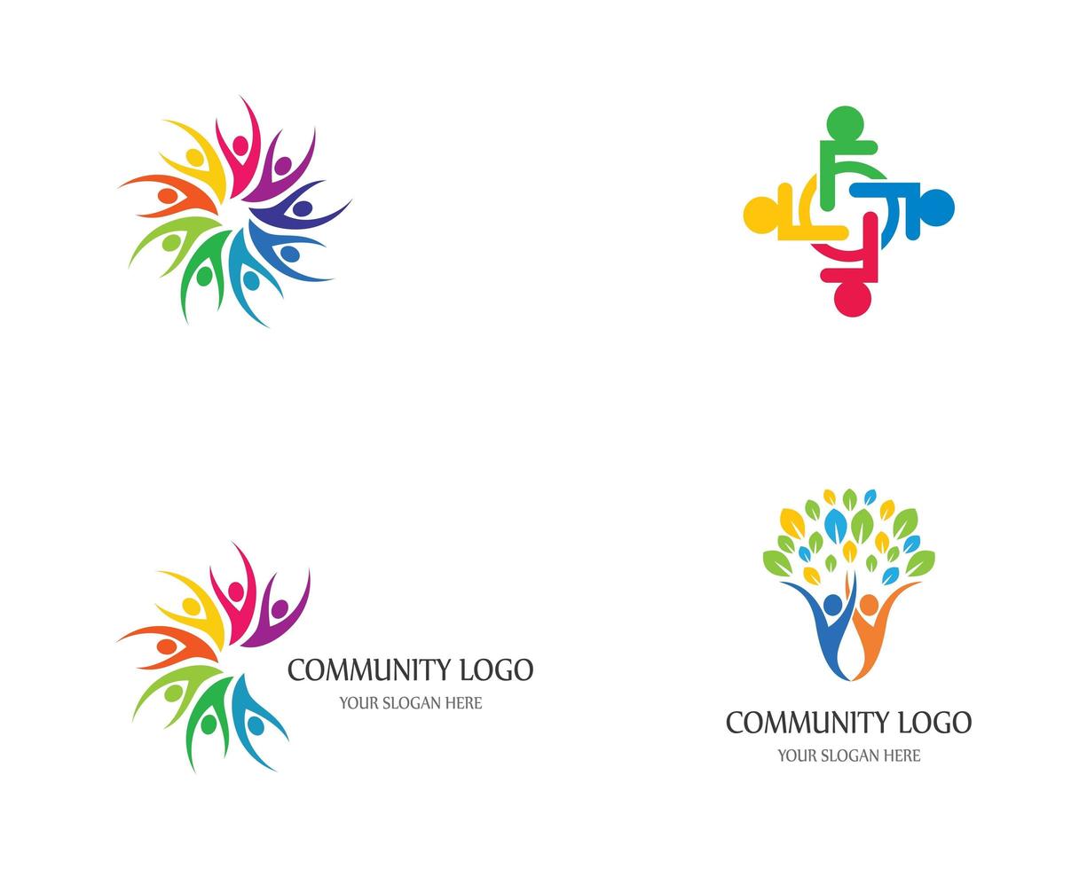 Colorful cmmunity logo set vector