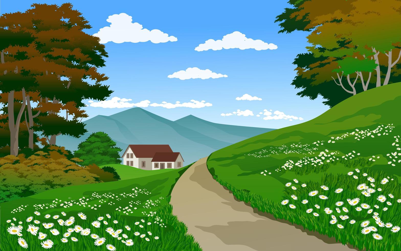 Beautiful Countryside Scenery vector