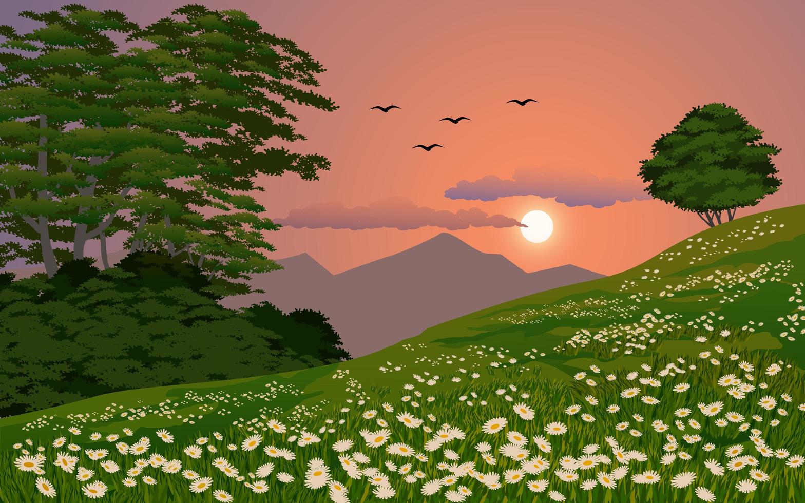 hermosa puesta de sol de primavera vector