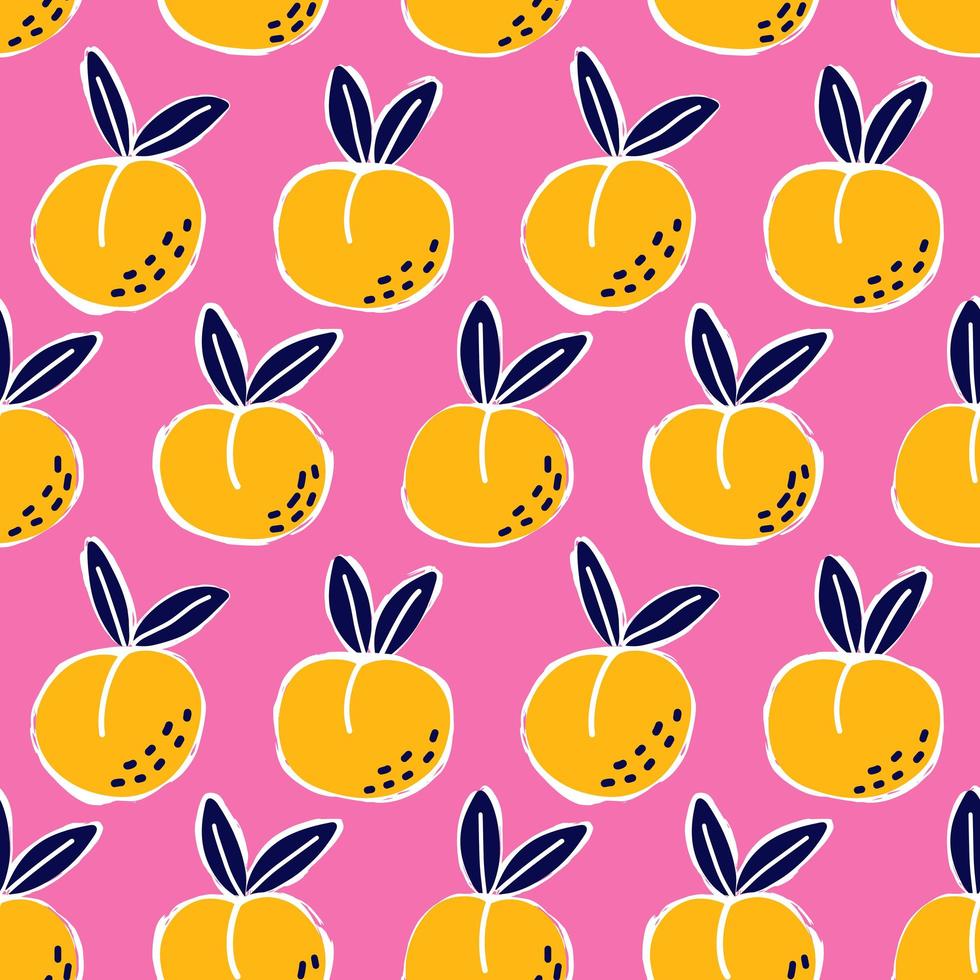 Peach doodle seamless pattern vector