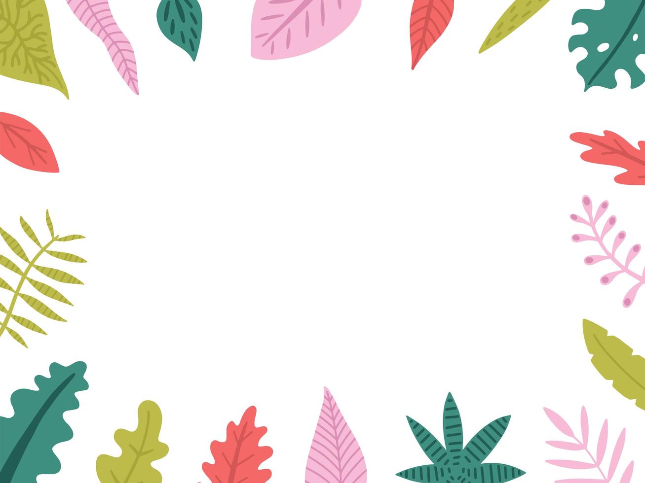 Hand drawn frame with exotic leaves vector