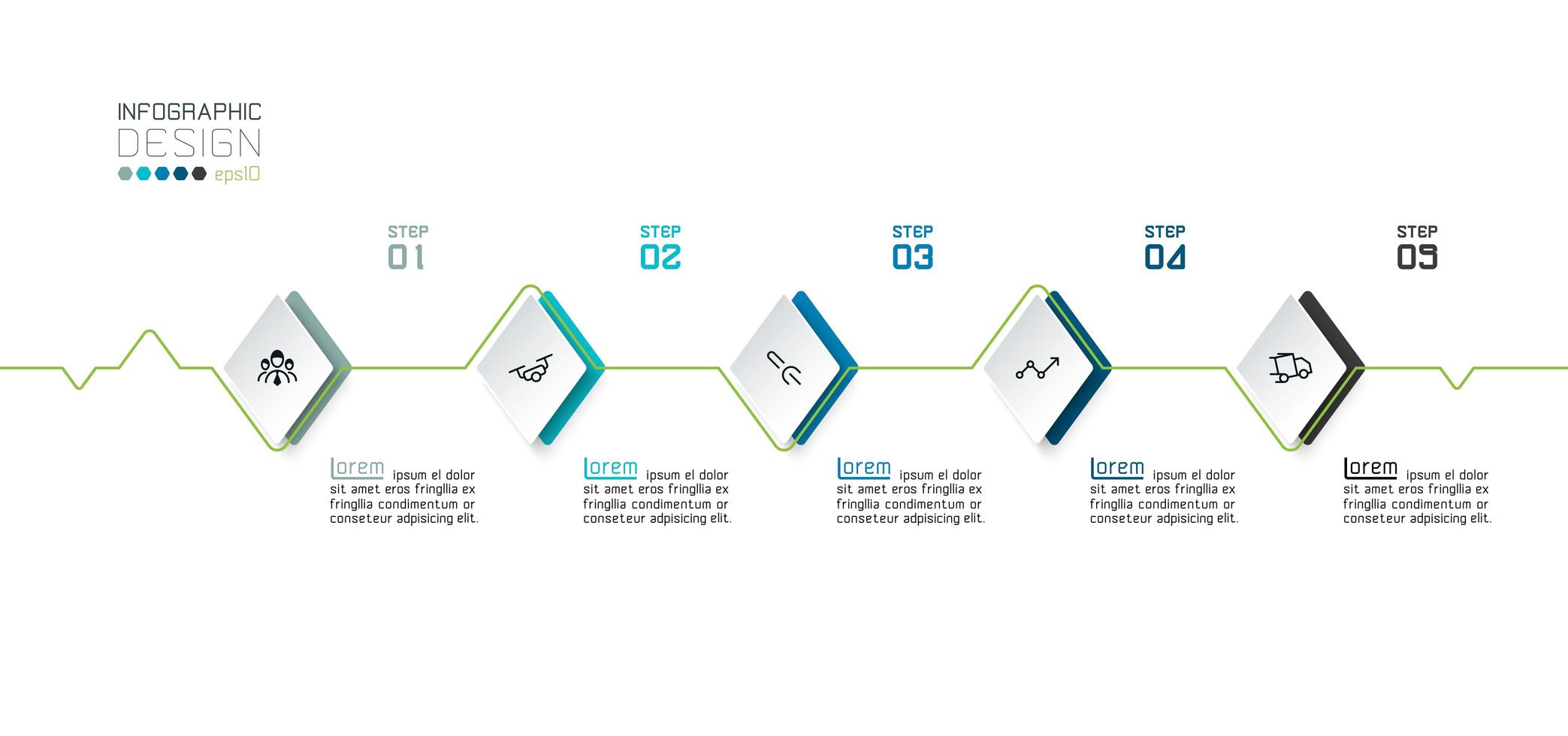 diseño infográfico con formas de diamante y línea vector