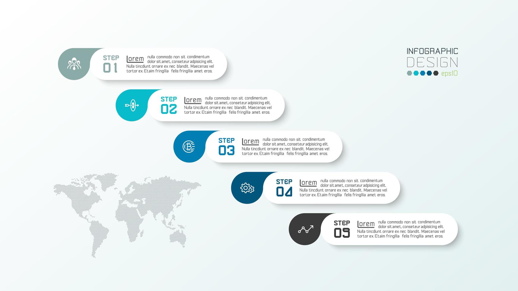 Drop and capsule banner infographic with 6 steps vector