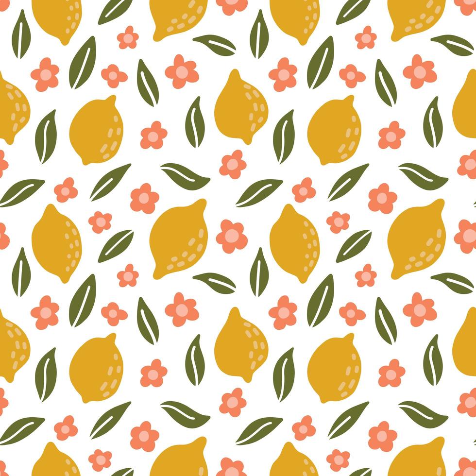 Hand drawn lemon seamless pattern vector