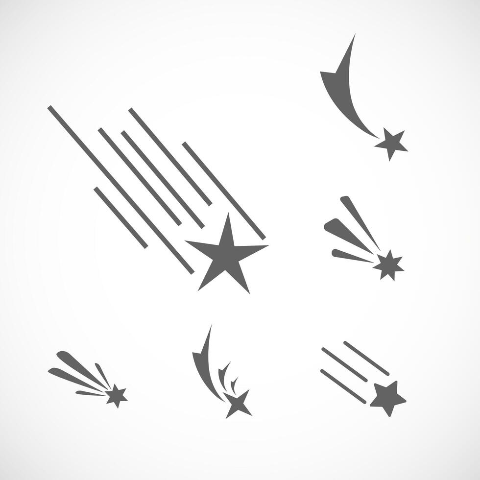 Falling star icon set vector