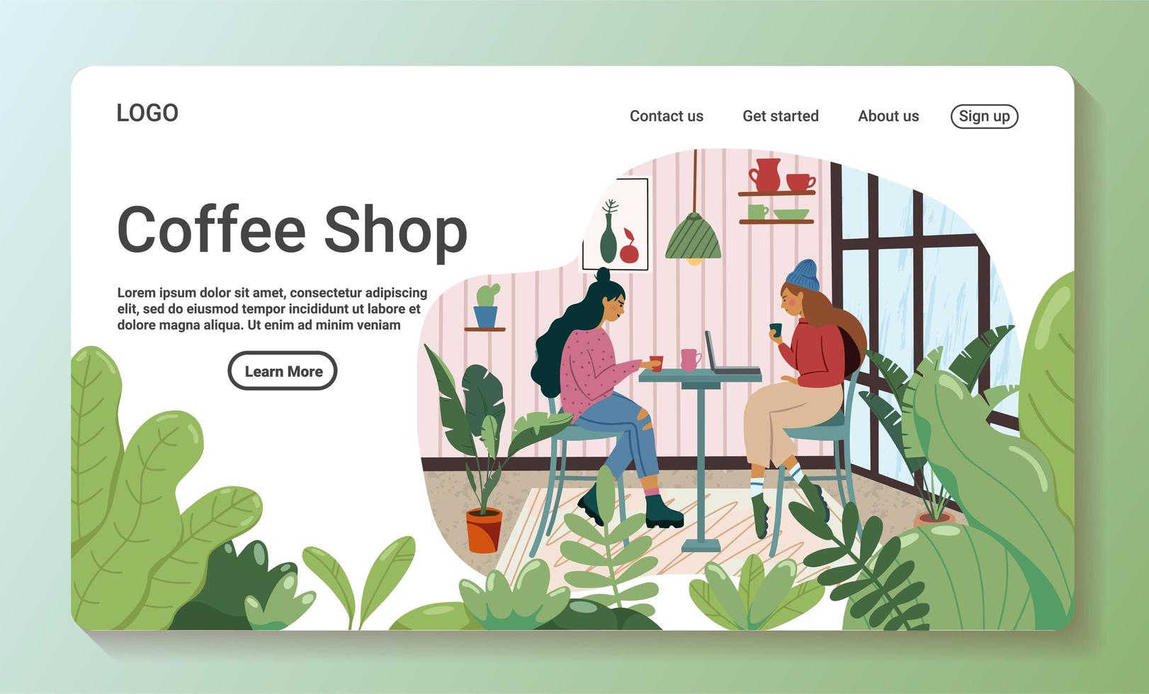 Coffee shop landing page vector