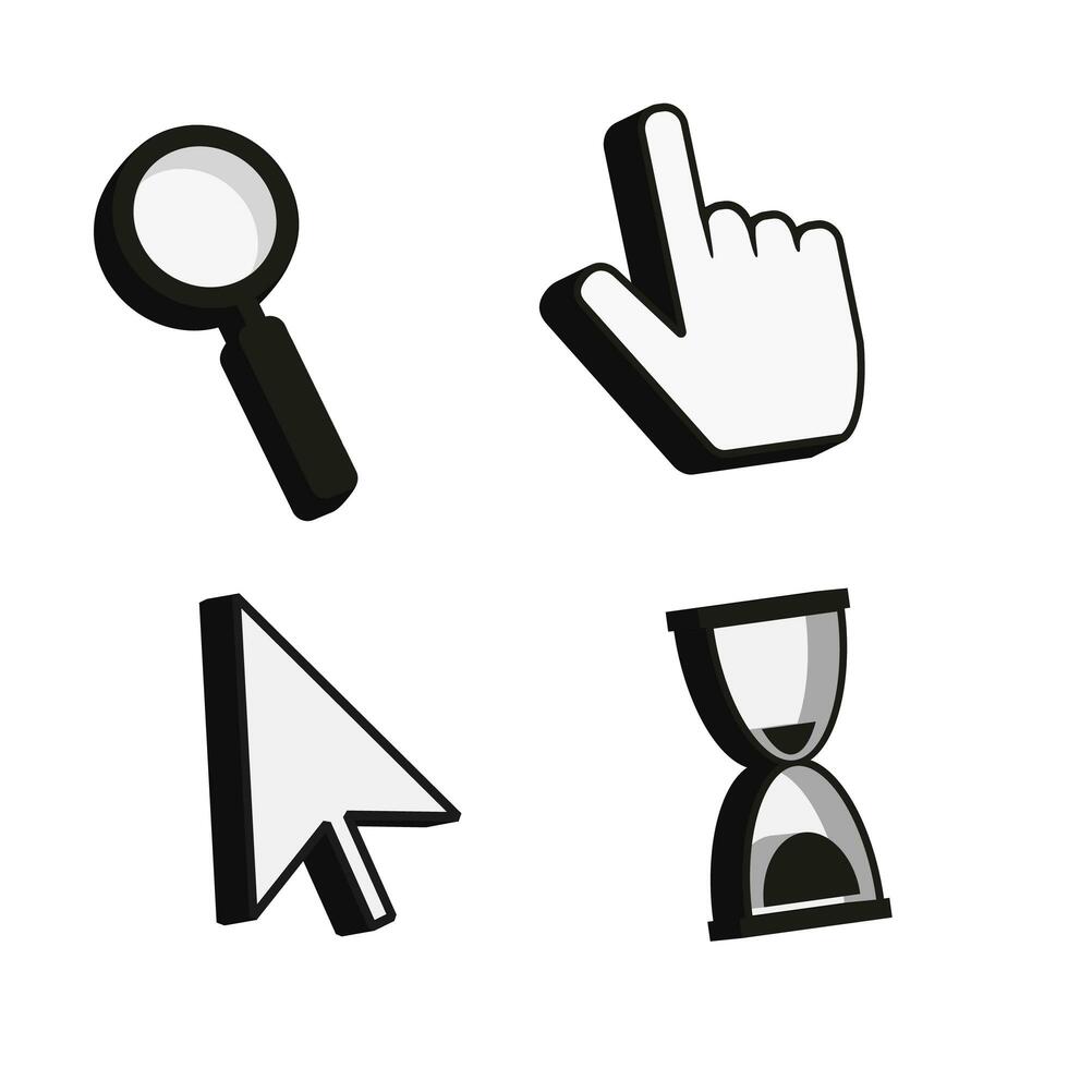 Perspective cursor icon set vector