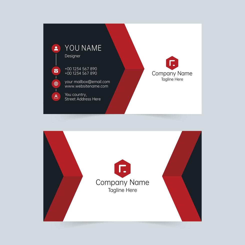 Simple red and black professional business card template  vector